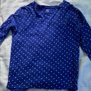 Dark blue with white polka dots long sleeve tee
